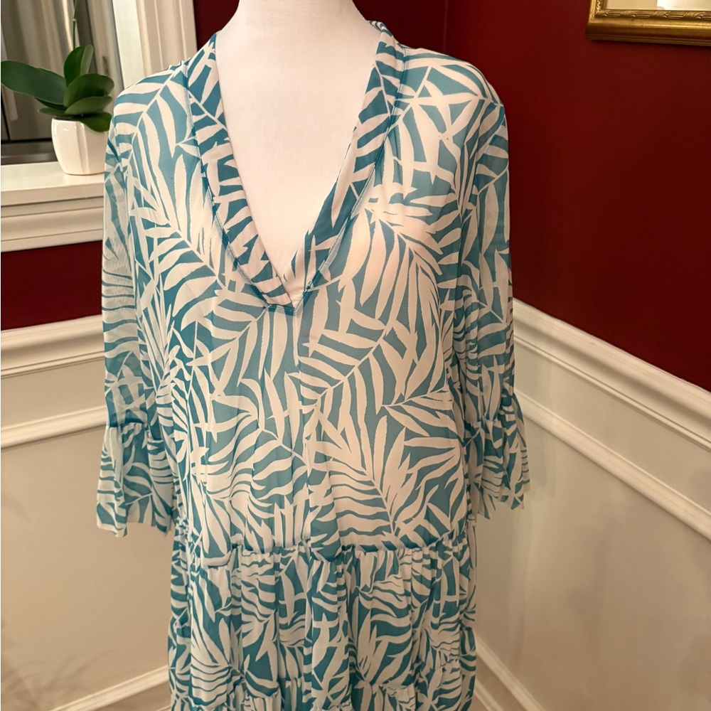 Coco Reef BeachTeal and White Beach Coverup O/S